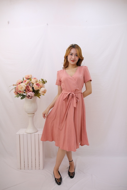 Wrap Linen Dress/ Loose Linen Dress/ Bridesmaid Linen Dress Dilostyle